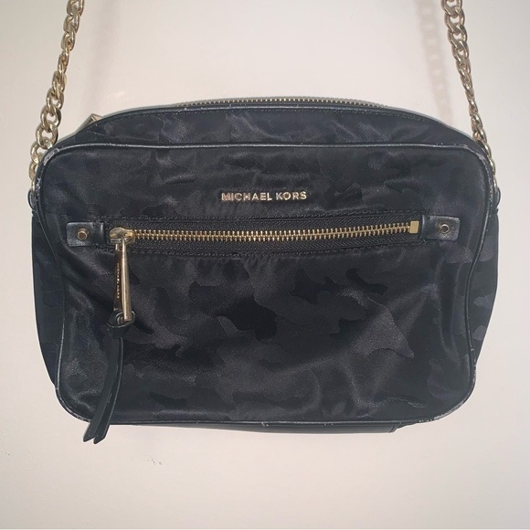 Michael Kors Black and Gold Camo Crossbody Bag - Picture 7 of 13